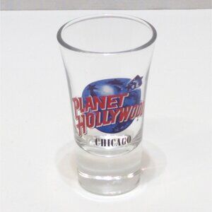 Planet Hollywood Chicago Shot Glass Clear Glass Collectible Embossed 45 Souvenir